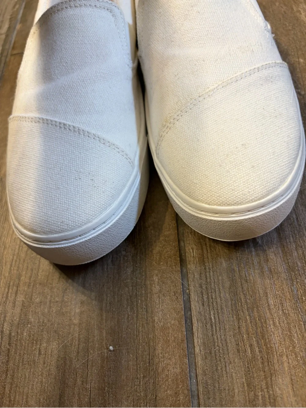 TOMS White Canvas Slip-On Shoes